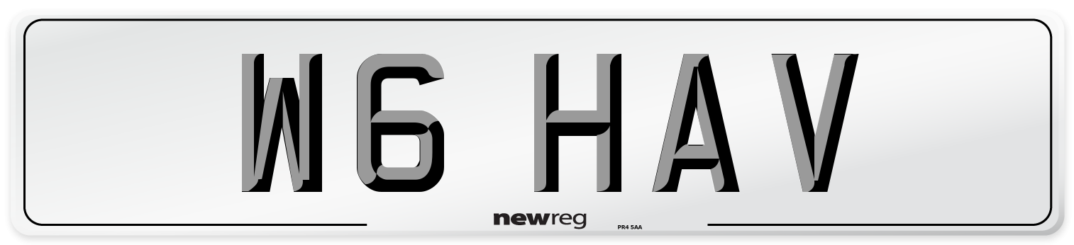 W6 HAV Number Plate from New Reg
